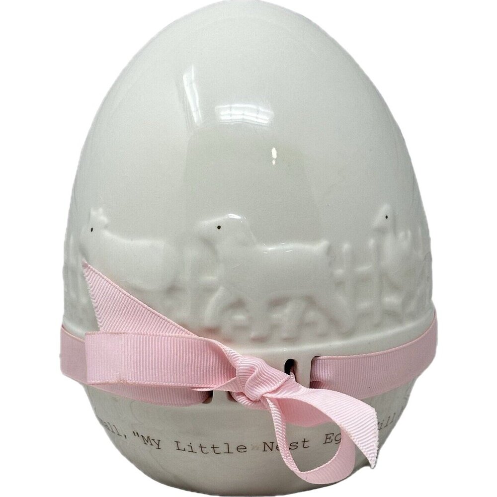 Perine Lowe My Little Nest Egg Ceramic Bank Pink Ribbon Child To Cherish 2007